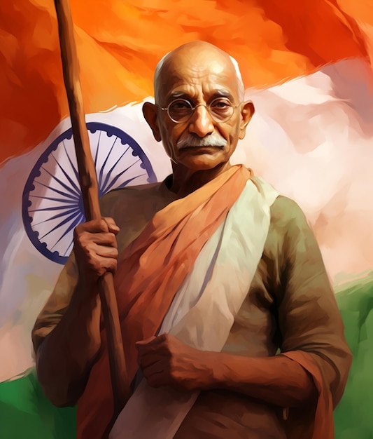 Foto Día de la Independencia de la India 15 de agosto Fondo con la ilustración de Gandhi