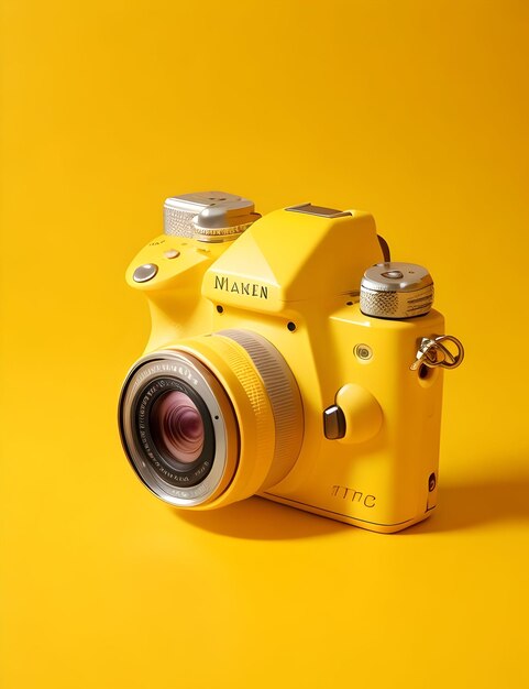 Foto-Digitalkamera mit gelbem Hintergrund