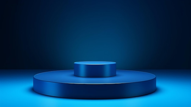 Foto del diseño del podio azul del producto