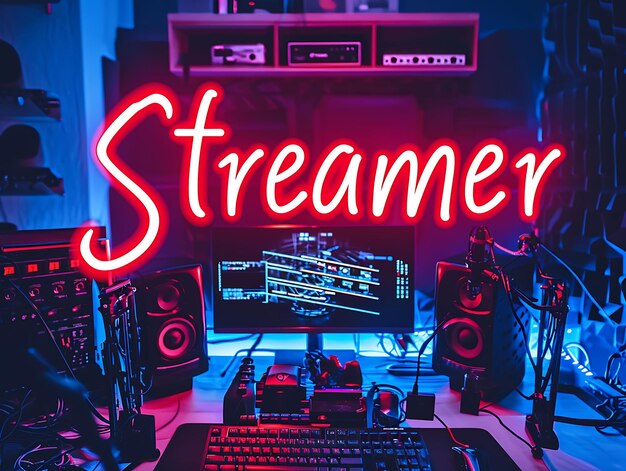 Foto de diseño de Streamer con efecto giratorio y fuente de estilo retro Te para Content Creator Stream