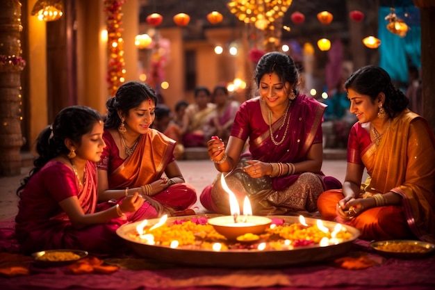 Foto diwali festival de la tradición de las luces.