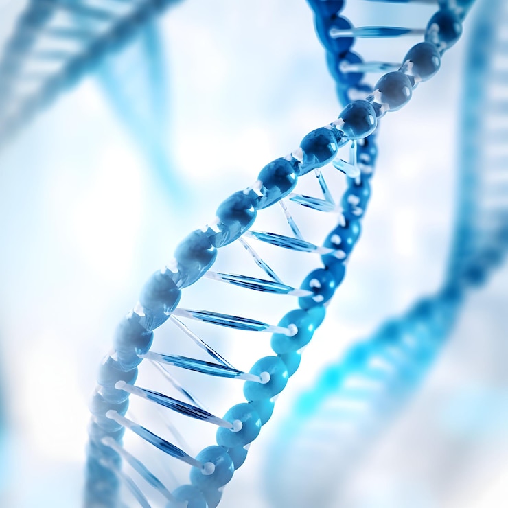 Foto foto dna hélice generativa ai