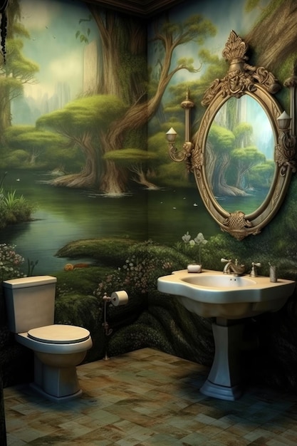 Foto do banheiro da decoração da arte da fantasia