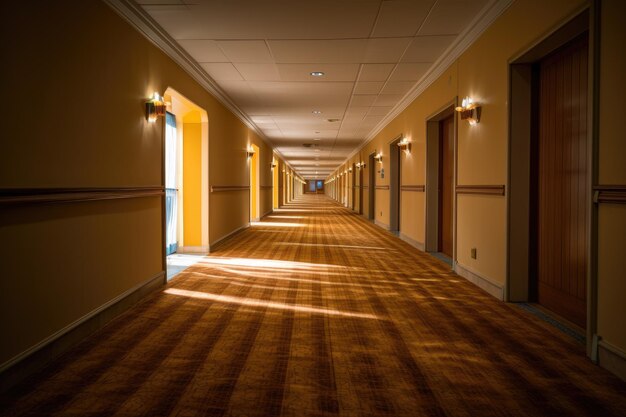 foto do corredor vazio do hotel Fotografia gerada por IA