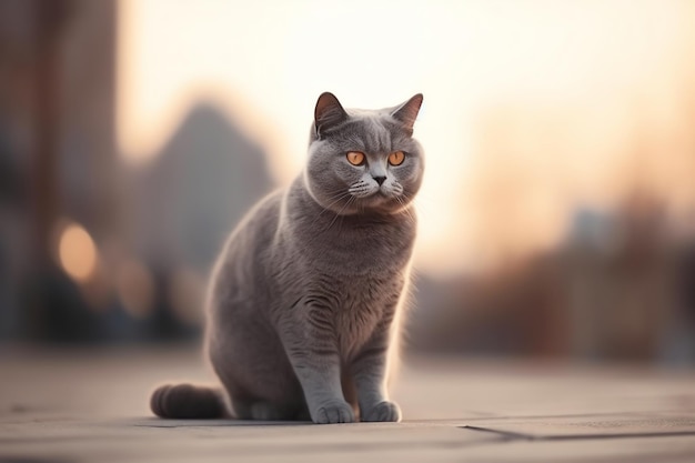 Foto do gato de cabelo curto britânico fofo