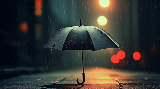 Foto do guarda-chuva sob a paisagem do conceito de tempo chuvoso de chuva
