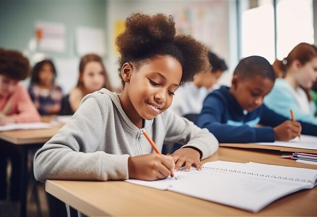 Foto do histórico educacional das crianças em casa e na aula