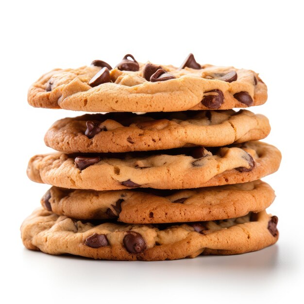 foto do produto de um grupo de biscoitos com pedaços de chocolate em fundo isolado