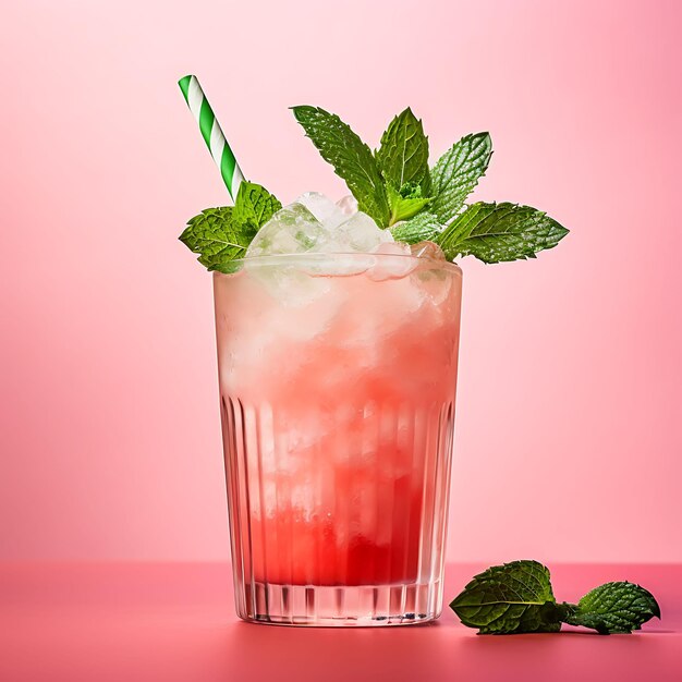 Foto do Watermelon Mint Cooler Blended Watermelon Base com Fresh Mi Front View Clean BG