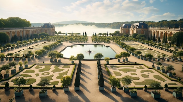 Foto dos belos jardins do Palácio de Versalhes França