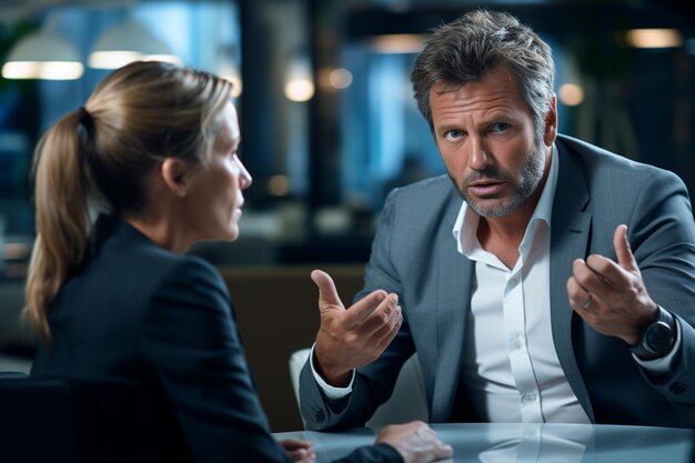 Una foto de dos hombres de negocios teniendo un acalorado debate