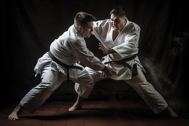 la foto de los dos luchadores de judoka luchando hombres