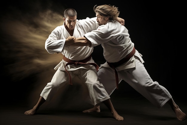 la foto de los dos luchadores de judoka luchando hombres