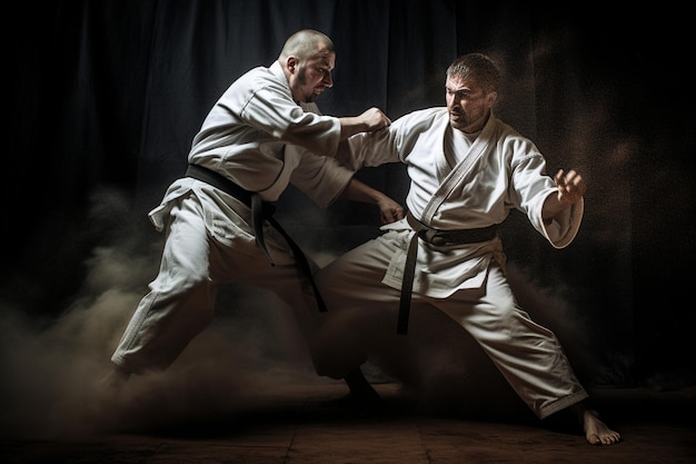 la foto de los dos luchadores de judoka luchando hombres