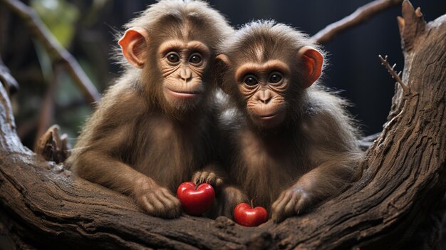 foto de dos monos que derriten el corazón con énfasis en la expresión del amor