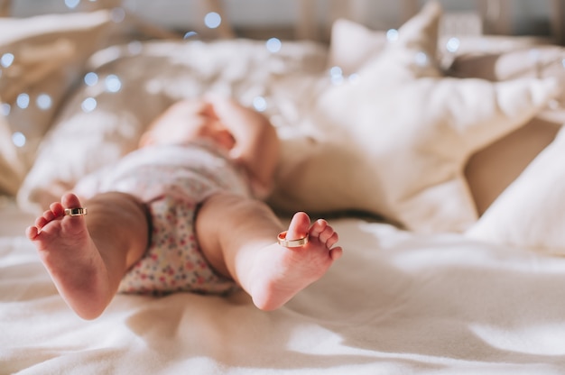 Foto dos pés do bebê recém nascido