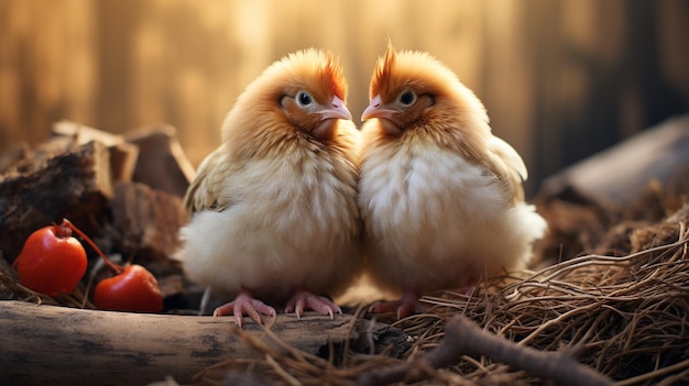 foto de dos pollos que derriten el corazón con énfasis en la expresión del amor