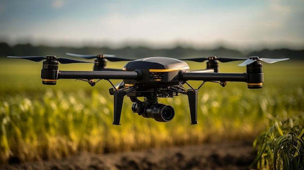 Una foto de un dron agrícola utilizado para vigilancia aérea.