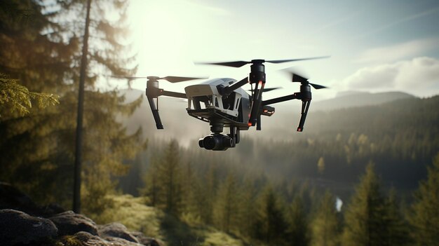 Una foto de un dron capturando imágenes para el seguimiento medioambiental.