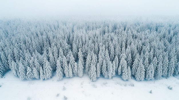 foto de drones de árboles de hoja perenne cubiertos de nieve después de una ventisca de invierno en lituania