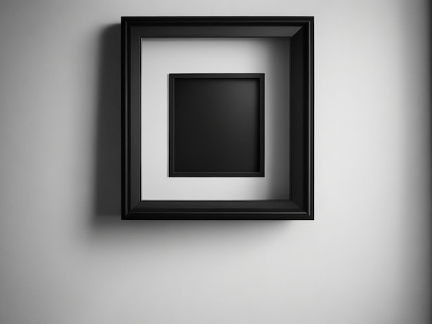 Foto dunkel moderner leerer Bildrahmen auf einem Regal