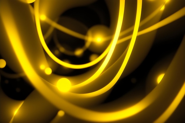 Foto dunkler panoramischer Hintergrund leuchtend gelber Bokeh leuchtende Kreise abstrakte Welle
