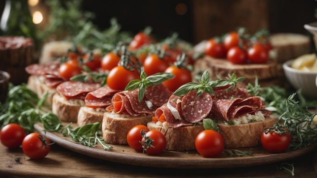 Foto echte italienische Salami-Sandwiches mit Tomaten 3