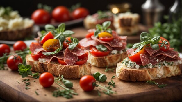 Foto echte italienische Salami-Sandwiches mit Tomaten 6