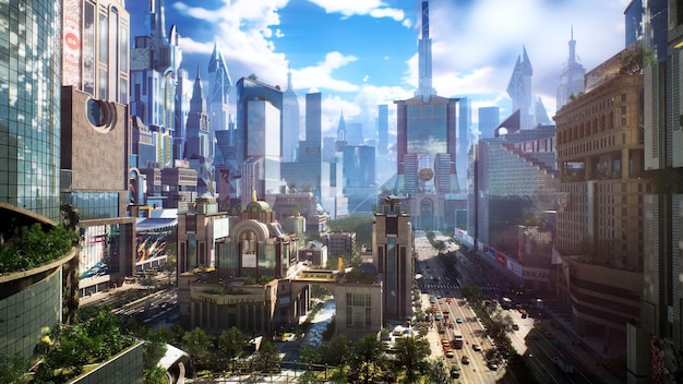 Foto de edificio futurista de Estados Unidos con el concepto