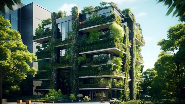 Una foto de un edificio verde ecológico