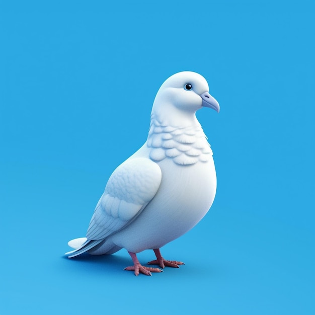 Foto ein 3D-Charakter der weißen Taube Das Symbol des Friedens und der Liebe generative ai