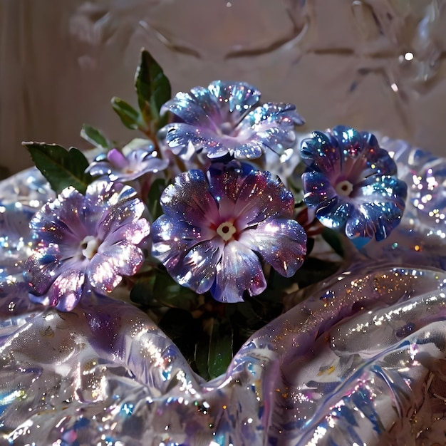 Foto ein atemberaubender Blumenstrauß aus glänzenden Vasen
