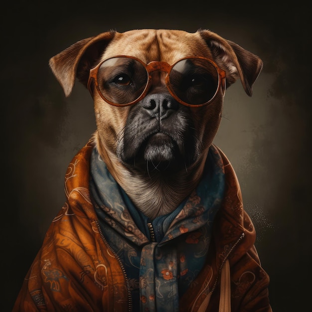 FOTO Ein Gemälde eines Hundes, der eine Jacke trägt