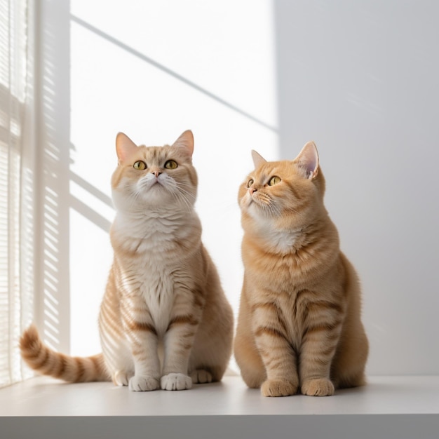 Foto ein paar gold british shorthair katze stehen ai generiert kunst