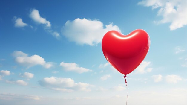 Foto ein roter Herzballon am Himmel