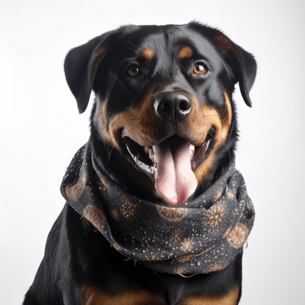 FOTO Ein schwarz-brauner Hund, der einen Schal trägt