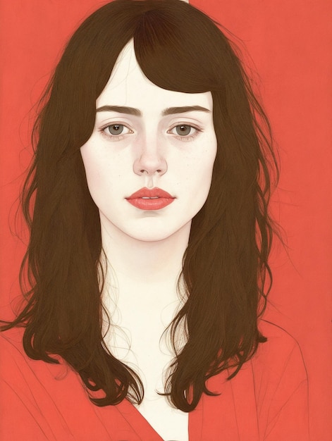 Foto eine Illustration einer Frau im Tagesleben Frau in rot rot
