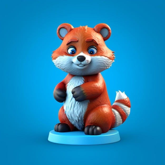 Foto einer 3D-Figur des roten Pandas The Mountain Spirit generative ai