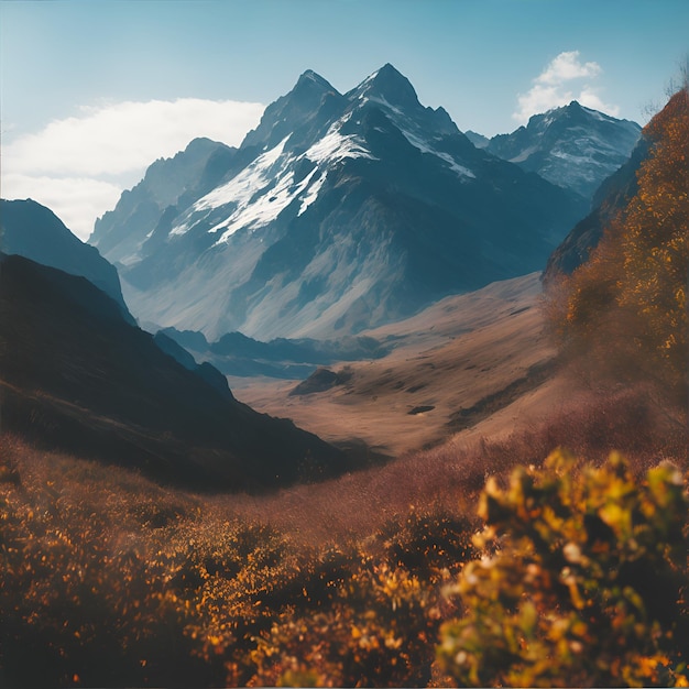 Foto einer atemberaubenden Gebirgslandschaft aus der Ferne