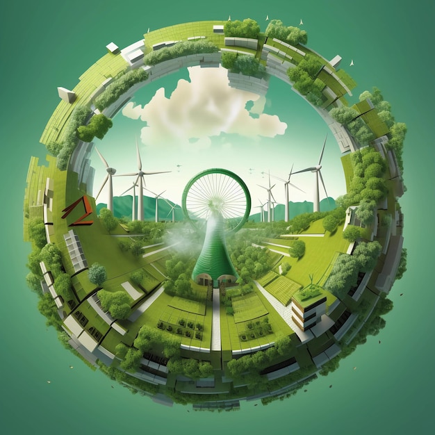 Foto einer auffallenden Darstellung grüner Energiequellen