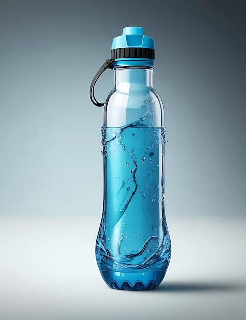 Foto einer blauen Flasche Wasser