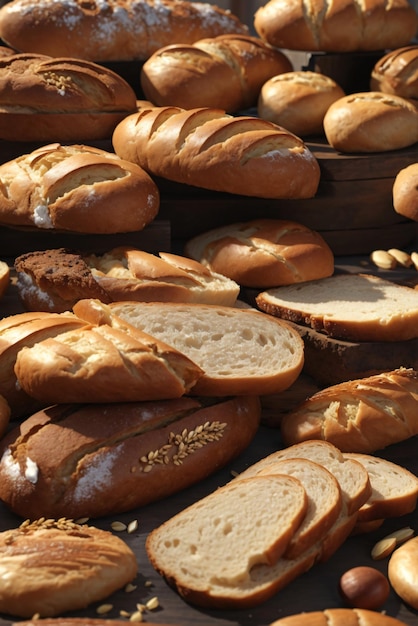 Foto einer Brotscheibe in einem Holztablett oder Korb