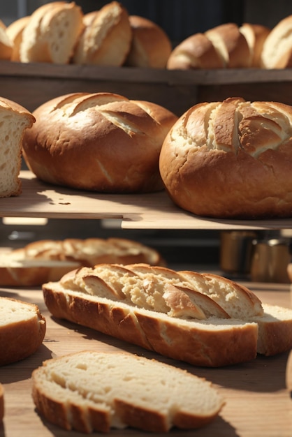 Foto einer Brotscheibe in einem Holztablett oder Korb