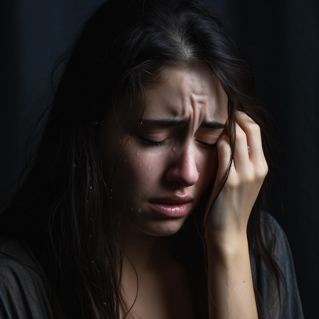 Foto einer depressiven Frau, die weint