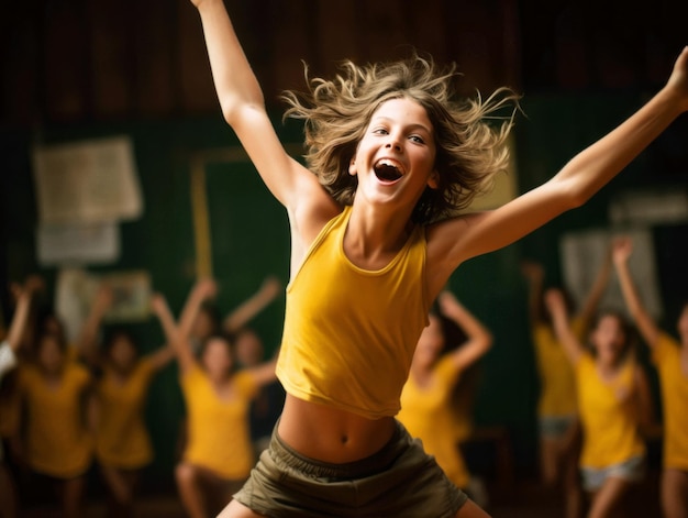 Foto einer emotional dynamischen Pose eines brasilianischen Kindes in der Schule