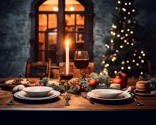 Foto foto einer familie, die sich am heiligabend zum familienessen versammelt hat