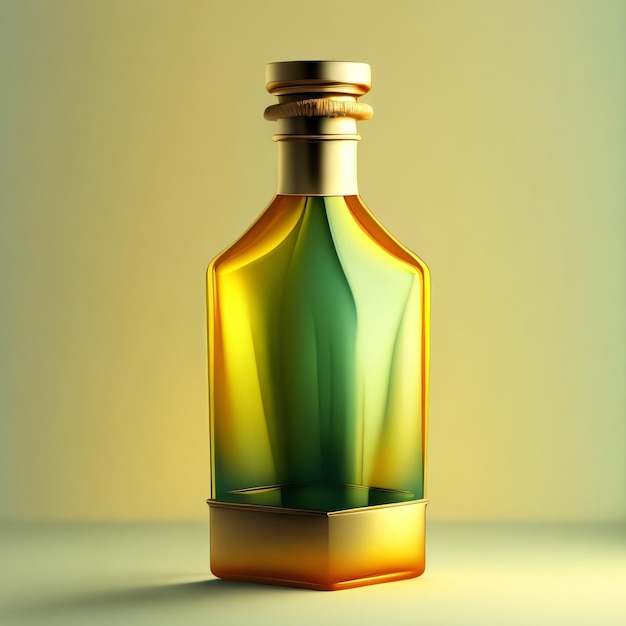 Foto einer Flasche, die mit flüssigem Öl gefüllt ist