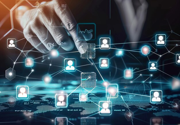 Foto einer globalen Netzwerkverbindung digitale Technologie futuristische Datenbank-Technologie Hintergrund