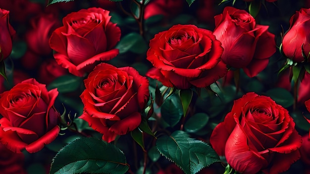 Foto einer Gruppe roter Rosenblüten