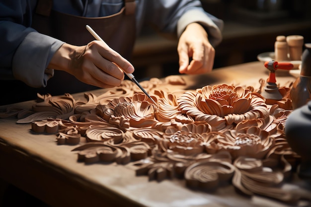 Foto einer handwerklichen Schnitztätigkeit